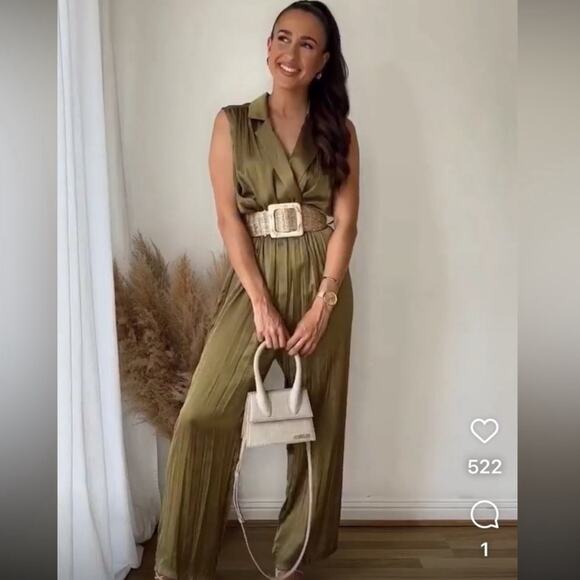 ZARA WRINKLE EFFECT with BELT lightweight olive green Small sleeveless - Picture 2 of 8